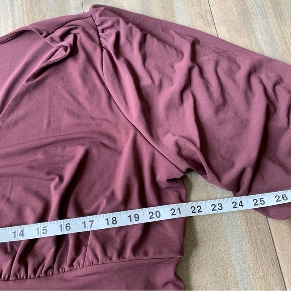 NWT Torrid studio knit quarter sleeve shirred top burgundy brown size 2X - Picture 6 of 8